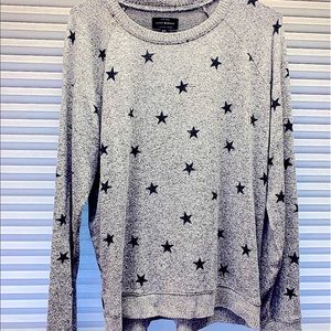 Lucky brand light gray sweater with black stars LIKE NEW!!